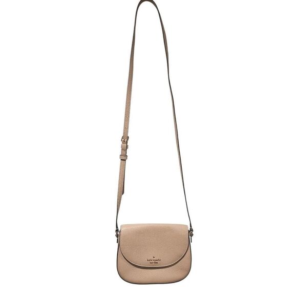Kate Spade Leila Mini Flap Crossbody Warm Beige Leather, Adjustable Strap | EUC - Picture 8 of 16
